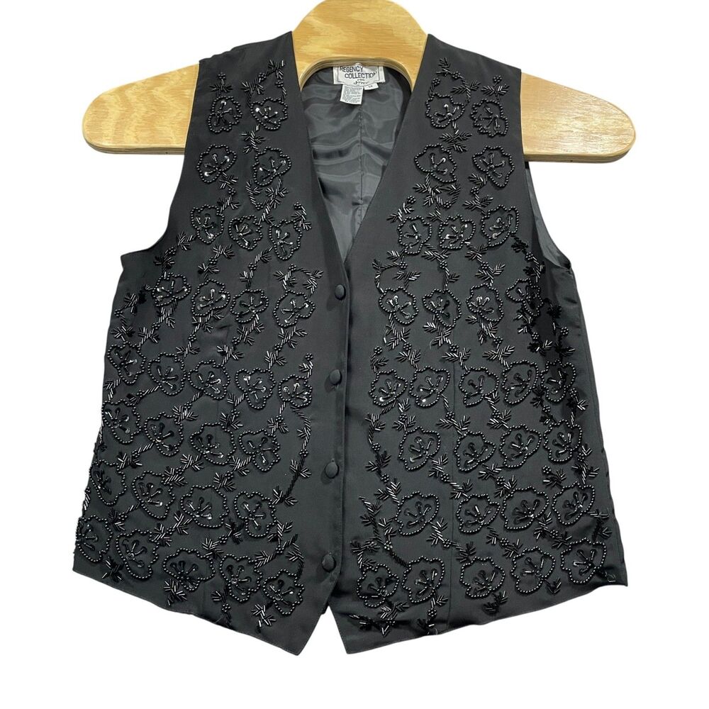 Regency Collection 14‎ Vest Covered Buttons Sequined Sleeveless 100% Polyester